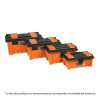 Cajas de herramientas con compartimientos en color naranja con tapa negra de 10 pulgadas