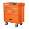 Gabinete metálico color naranja marca Truper de 4 cajones y capacidad para 90 kg