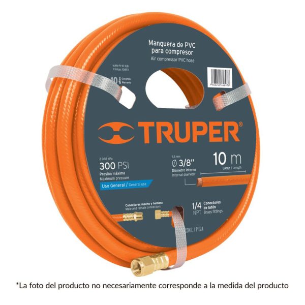 Manguera de 5m de PVC para compresor 1/4 pulgadas marca Truper