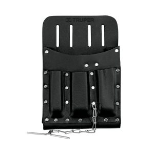 Porta herramientas color negro de cuero con 11 compartimientos para uso rudo