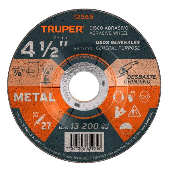Disco para desbaste medida de 4 1/2 pulgadas