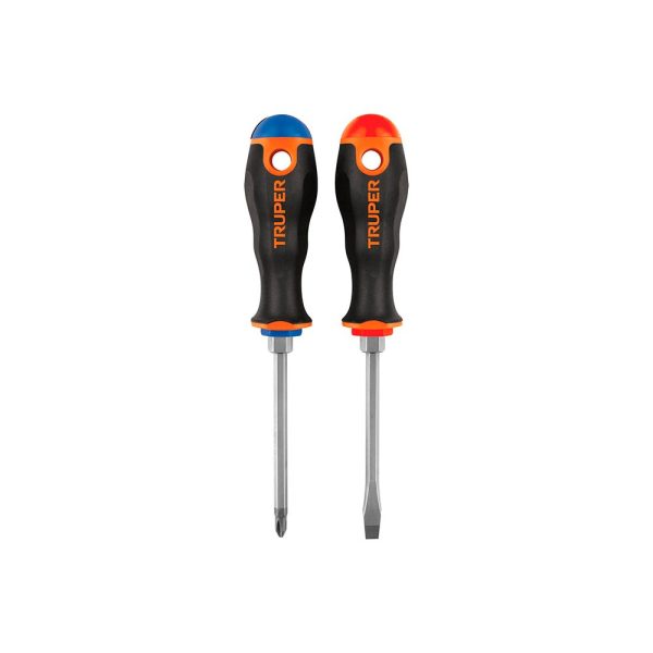 Paquete dúo de desarmadores mango color negro comfort grip de 1/4 x 4 pulgadas