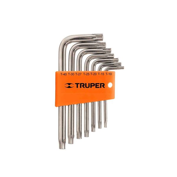 Kit de 7 llaves torx marca truper con organizador abatible