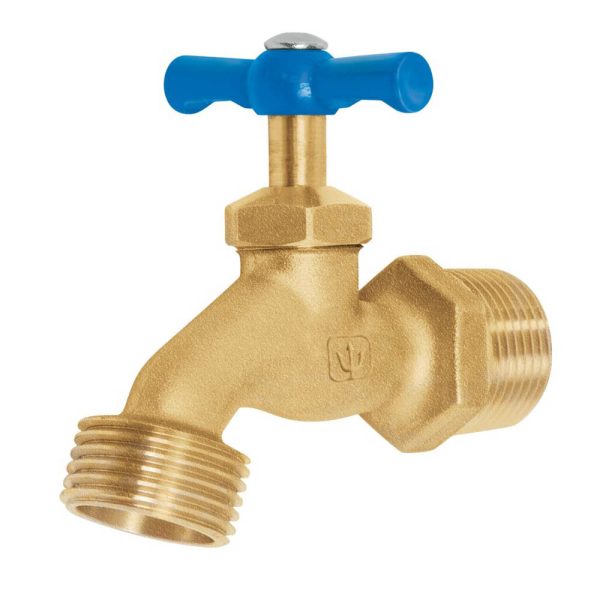 Llave de agua para manguera FOSET 180g con entrada de 3/4 pulgadas.