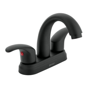 Llave mezcladora para lavabo nariz curva FOSET AQUA maneral palanca acabado negro mate