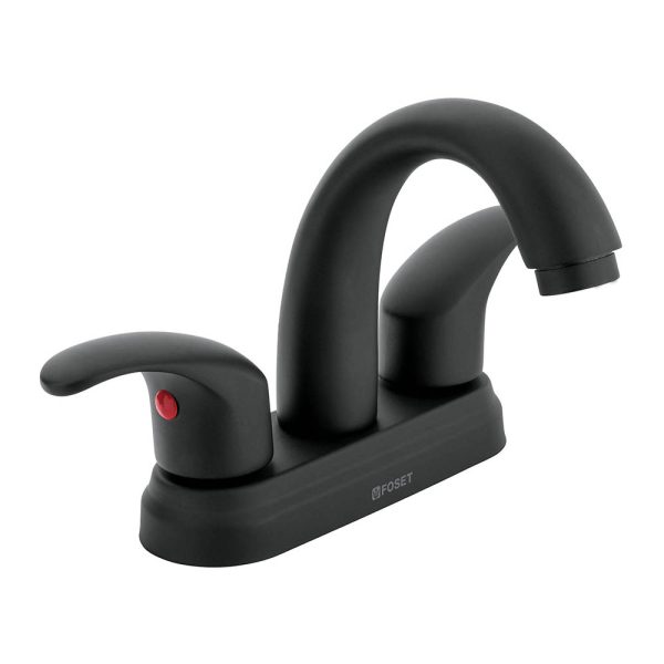 Llave mezcladora para lavabo nariz curva FOSET AQUA maneral palanca acabado negro mate