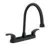 Llave mezcladora para fregadero de cuello largo FOSET AQUA en color negro de 8 pulgadas.