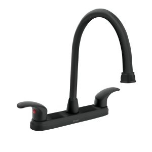 Llave mezcladora para fregadero de cuello largo FOSET AQUA en color negro de 8 pulgadas.