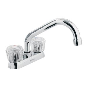 Llave mezcladora para lavabo cuello tubular FOSET BASIC manerales de acrílico 4 pulgadas