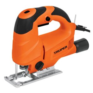 Sierra caladora de 650W 5A marca Truper en color naranja.