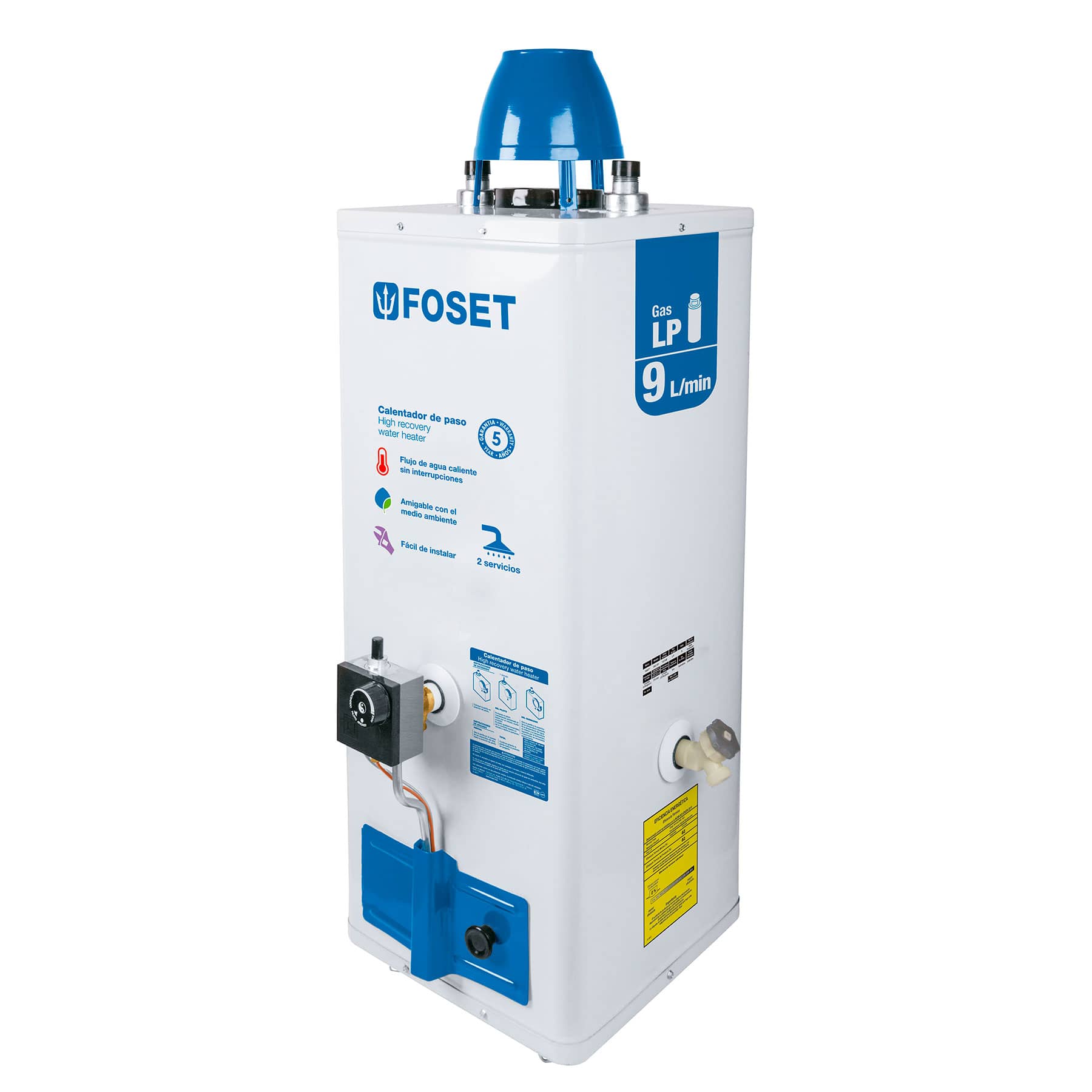 alma Distribución segmento Calentador de paso 2 servicios gas L.P. FOSET 9 litros Mod. CALE-9P - Vaqueiros Ferreteros alma Distribución segmento Calentador de paso 2 servicios gas L.P. FOSET 9 litros Mod. CALE-9P - Vaqueiros Ferreteros