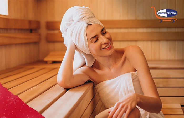 Mujer en el sauna