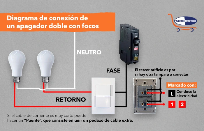 Cómo Conectar un apagador doble explicación en diagrama