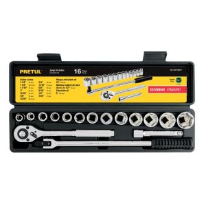 Set de Herramientas para Mecánico Pretul de 16 Piezas de 1/2" Mod. JD-1/2X17SAE-P