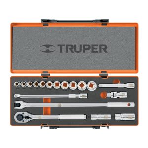 Dados Estándar Truper de 18 Piezas de 1/2" Mod. JD-1/2X19P