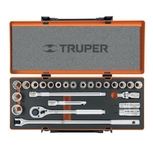 Juego de Dados y Matraca Truper Kit de 25 Piezas de 1/2" Mod. JD-1/2X26MP