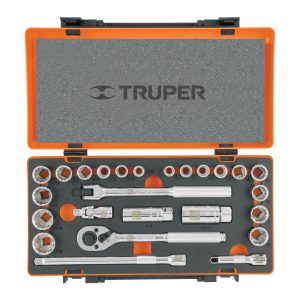 Set de Dados y Matraca Truper de 25 Piezas de 3/8" Mod. JD-3/8X26MP