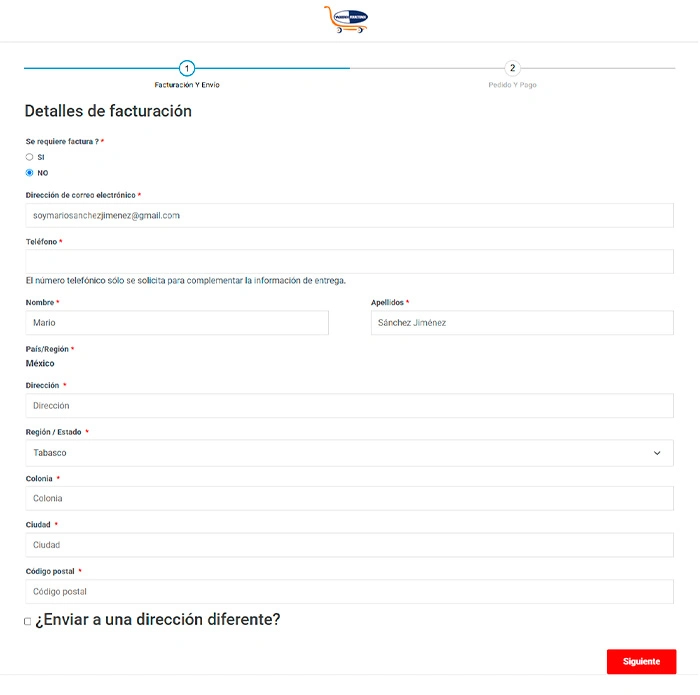 Añade tus datos personales