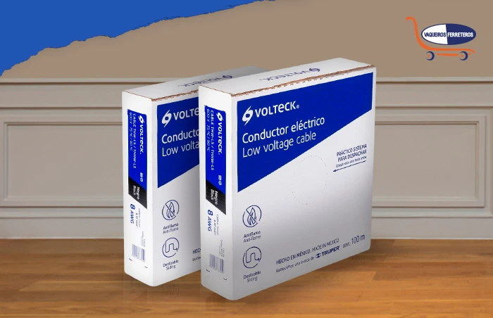 Caja con cable de calibre 8 AWG que se usa para una casa