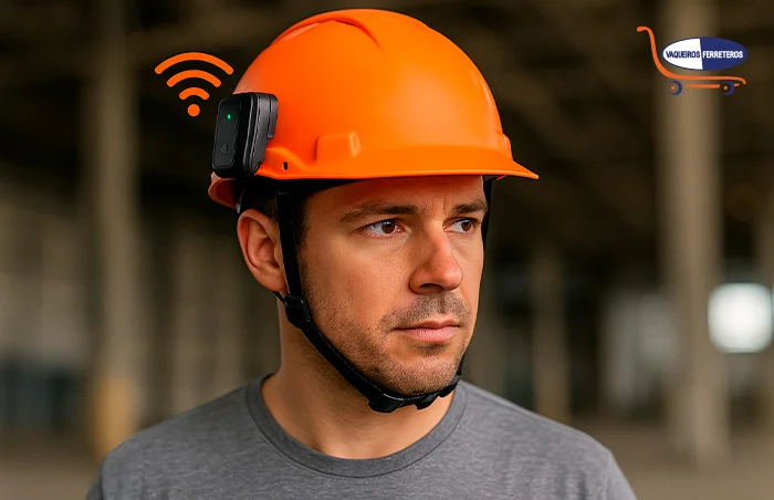 Hombre que trae puesto un casco de protección activa