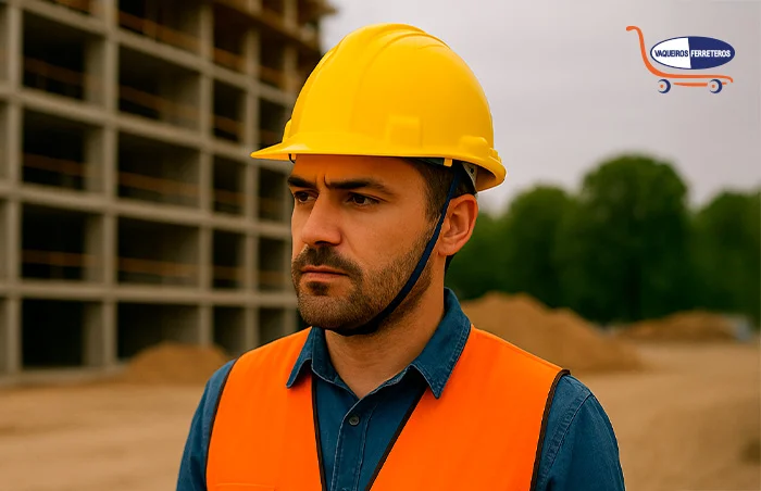 Trabajador que trae puesto un casco de seguridad tipo 1