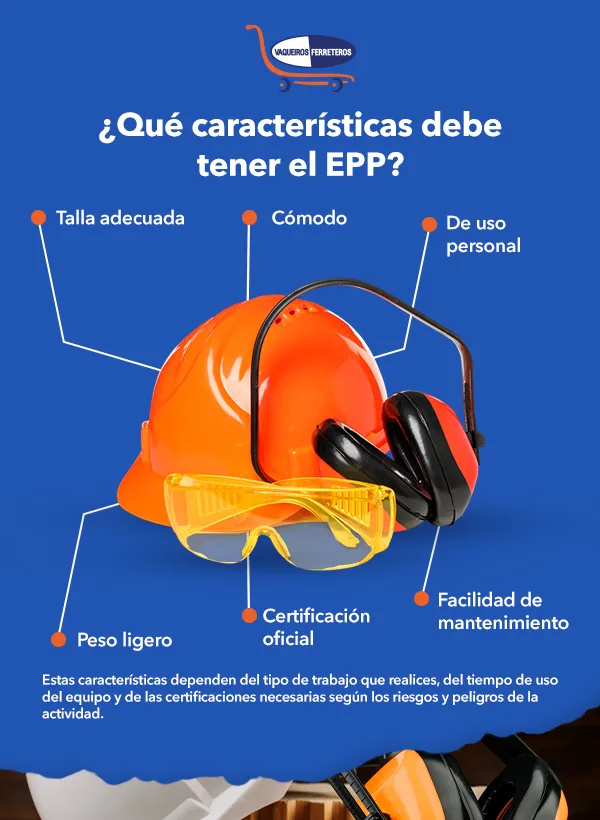 Infografía que explica las principales características que debe de tener el Equipo de Protección Personal
